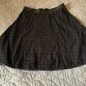 Ann Taylor eyelet skirt with leather trim